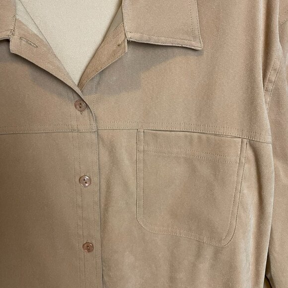 Allison Daley Button Up Shirt Womens 18 Camel Brown, Soft Comfortable Knit - Picture 4 of 14